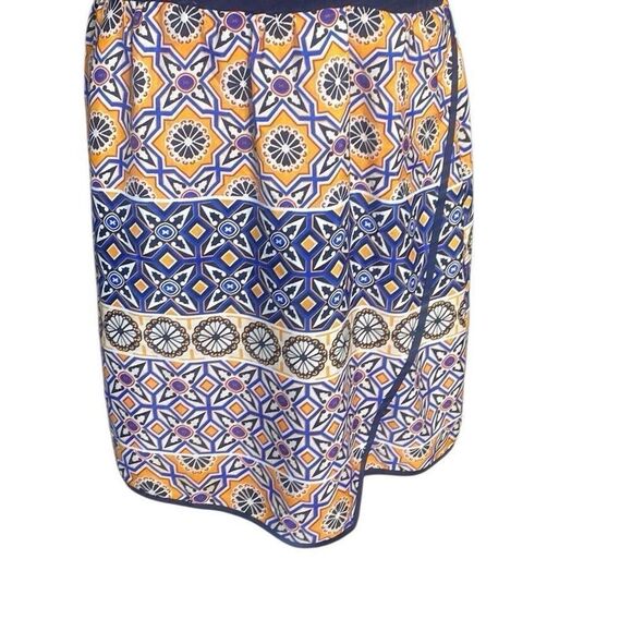 Bar III Women’s Tank Dress Faux Wrap Geo Print Blue Orange Size Large - Picture 3 of 7